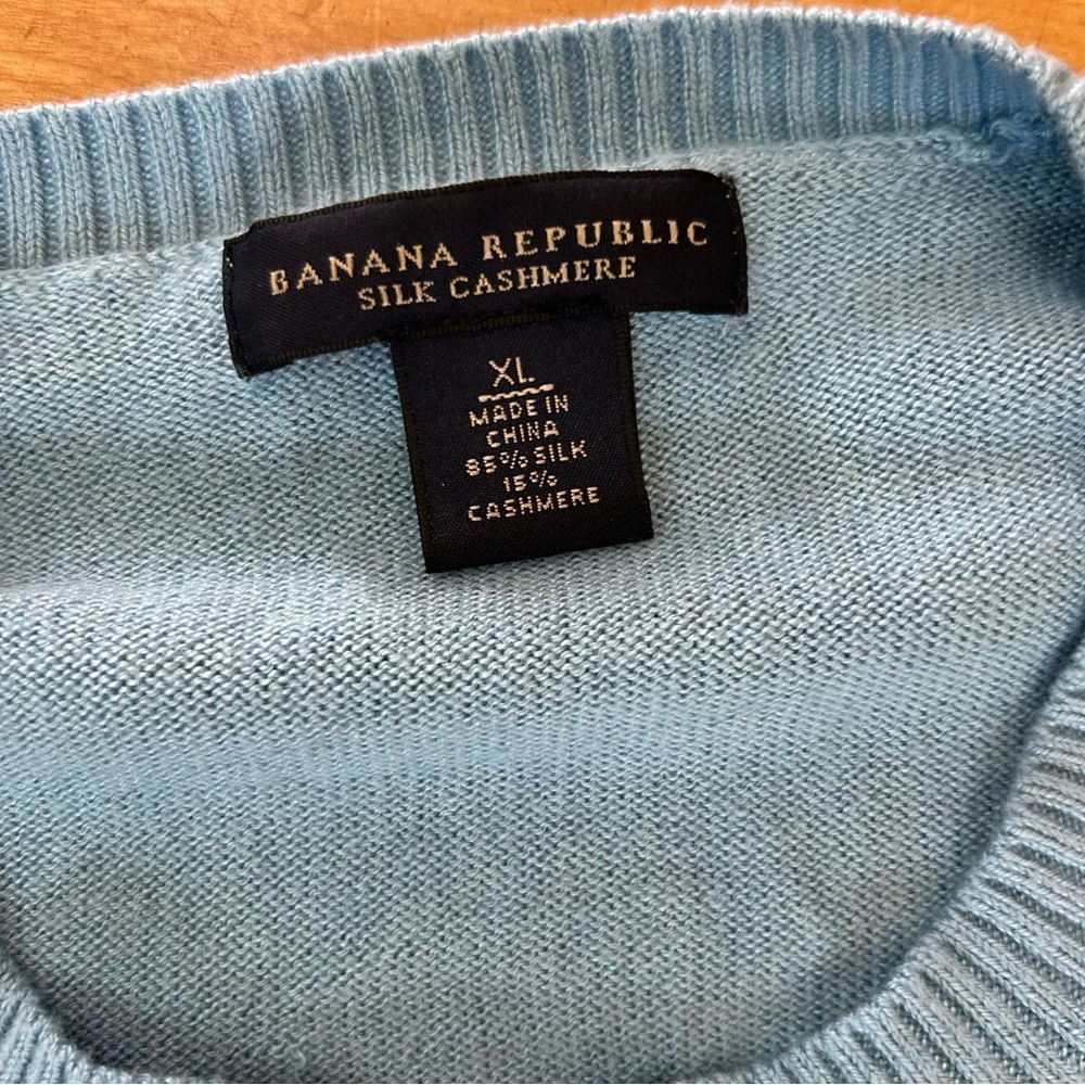 Banana Republic Sweater Blue Men’s TSITP silk cashmere blend crew neck XL - Picture 6 of 9
